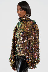 PARTY STARTER SEQUIN LONG SLEEVE BLOUSE