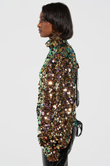 PARTY STARTER SEQUIN LONG SLEEVE BLOUSE