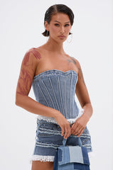 DARLING LACE TRIM DENIM CORSET