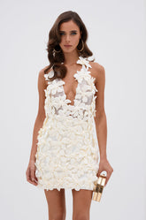 ASHLEY FLORAL MINI DRESS IN WHITE