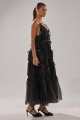 COULDN'T BE ME IF YOU TRIED TIE MAXI DRESS IN BLACK