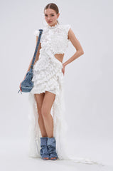 JUST A FEELING RUFFLE MINI DRESS