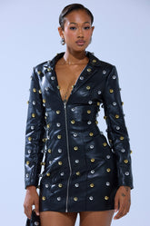 ROCK WITH IT PU BLAZER DRESS WITH HARDWARE
