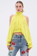 BRIGHTEST CITY TURTLENECK BLOUSE IN YELLOW