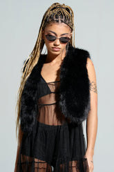 LIGHTS OUT FAUX FUR VEST IN BLACK