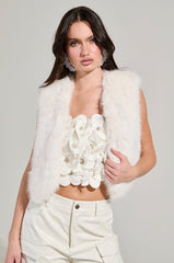 LIGHTS OUT FAUX FUR VEST IN WHITE
