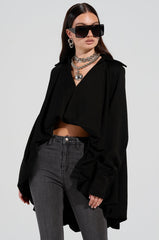 NEW RULES HIGH LOW HEM BLOUSE IN BLACK