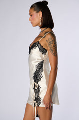 BONNIE SATIN AND LACE MINI DRESS