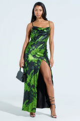 LENNON PRINTED METALLIC MAXI DRESS