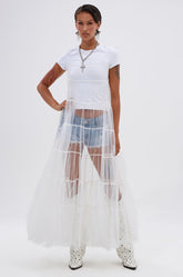 PERFECT FOR LAYERING TULLE MAXI DRESS IN WHITE