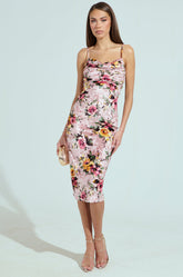 CHARLOTTE PRINTED VELVET MIDI DRESS