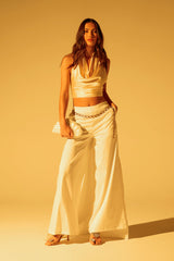 SUNSHINE GIRL COWL NECK SATIN BLOUSE