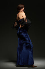 LOST YOUR CHANCE NAVY VELVET MAXI DRESS