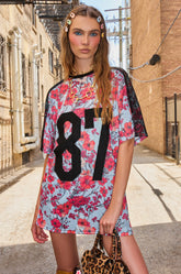 POPPIN POPPIES LACE JERSEY DRESS