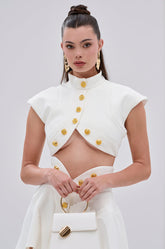 THINK ABOUT ME SLEEVELESS BLOUSE IN WHITE