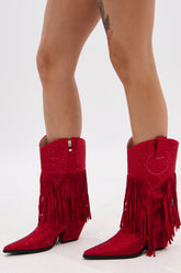 AZALEA WANG GREIA RED RHINESTONE COWBOY BOOTIE