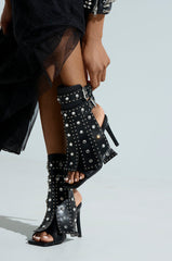 AZALEA WANG IRELYN BLACK EMBELLISHED SANDAL