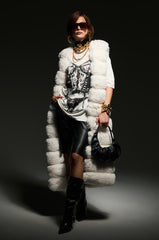 JENNY LIN FAUX FUR MAXI VEST IN WHITE