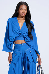 TALK ABOUT ME BLUE BLOUSE