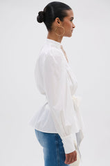 LADY VIBES BUTTON DOWN BLOUSE WITH BELT