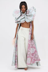 FEELING HEAVENLY BROCADE SHORT SLEEVE BLOUSE