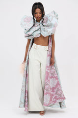 FEELING HEAVENLY BROCADE SHORT SLEEVE BLOUSE