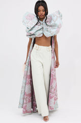 FEELING HEAVENLY BROCADE SHORT SLEEVE BLOUSE