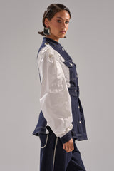 DIANA DENIM AND POPLIN BUTTON DOWN