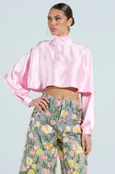 TALIA SATIN MOCK NECK BLOUSE