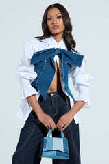 JULIE DENIM BOW BUTTON DOWN