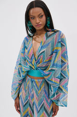 GRISELDA PRINTED CROP LONG SLEEVE TOP