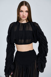 LAURA RUCHED CROPPED BLOUSE