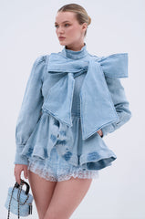 PHOEBE DENIM BOW BLOUSE