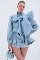 PHOEBE DENIM BOW BLOUSE