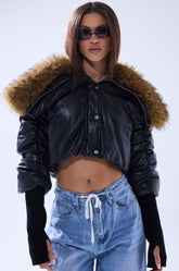 KICKBACK FUR TRIM BOMBER
