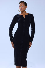 MICHELLE KNIT MIDI DRESS WITH FUR ACCENTS