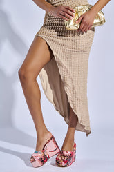 AZALEA WANG KEYARA PINK EMBELLISHED WEDGE SANDAL