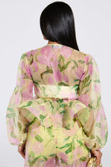 FLOWER POWER CHIFFON TIE-FRONT BLOUSE