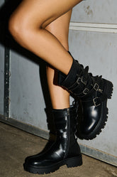 AZALEA WANG SPRIDY BLACK BELTED COMBAT BOOTIE