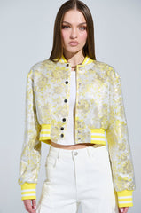 SOLEIL RHINESTONE BROCADE BOMBER