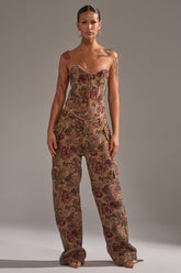 GLAM SQUAD RHINESTONE BROCADE TROUSER