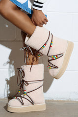 TIGHTROPES BEIGE SHERPA WITH BEADS FLAT BOOTIE