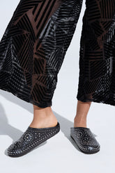 AZALEA WANG WEBSTON BLACK STUDDED MULE