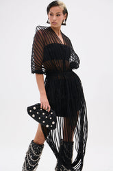 RIPPLING SHEER HALTER TOP