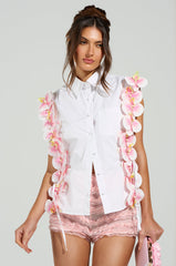 FLOWER POWER BUTTON DOWN TOP