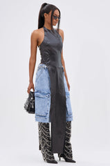 ADDIE FAUX LEATHER BLOUSE