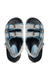 AZALEA WANG BASIA DENIM SILVER RHINESTONE SANDAL