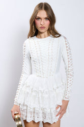 CHIC AF LACE AND BANDAGE LAYERED MINI DRESS