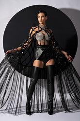 ZELINA FRINGE EMBELLISHED LONG CARDIGAN