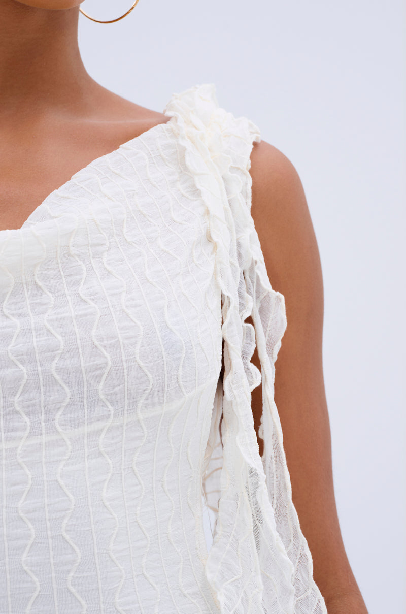 NEVER BASIC RUFFLED MESH MINI DRESS